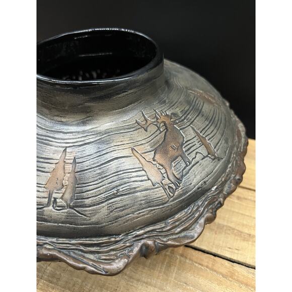 Studio Art Woodland Vase Pottery Bark Base Ceramics By Me Cabin Elk Life